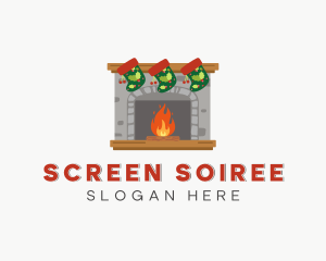 Christmas Fireplace Socks logo design