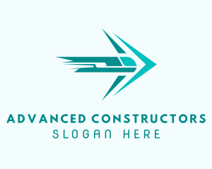 Teal Train Arrow Shipping logo design