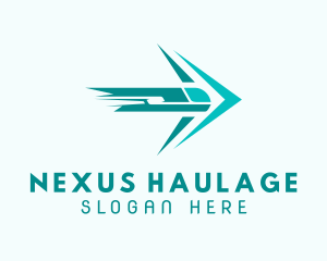 Teal Train Arrow Shipping logo design