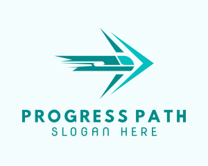 Teal Train Arrow Shipping logo design