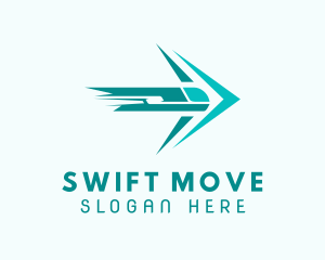 Teal Train Arrow Shipping logo design