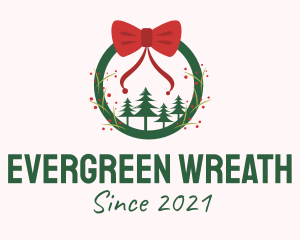 Christmas Ribbon Wreath logo design