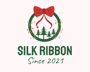 Christmas Ribbon Wreath logo design