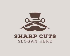 Mustache Barber Scissors logo design