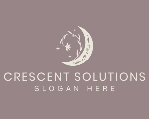 Crescent Moon Flower logo design