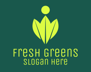 Green Leaves Organic Person logo design