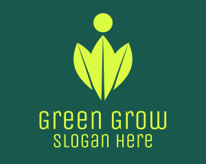 Green Leaves Organic Person logo design