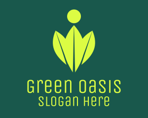 Green Leaves Organic Person logo design