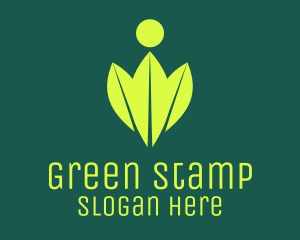 Green Leaves Organic Person logo design