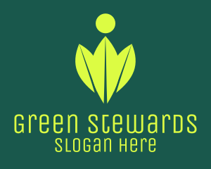 Green Leaves Organic Person logo design