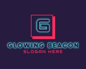 Neon Glowing DJ Gaming logo design