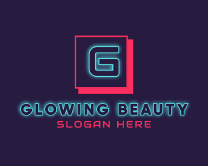 Neon Glowing DJ Gaming logo design