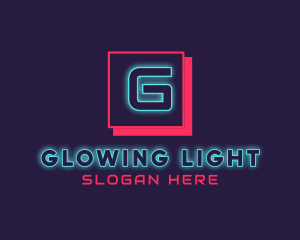 Neon Glowing DJ Gaming logo design