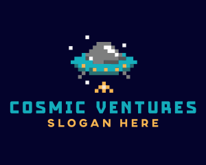 Pixel UFO Space logo design