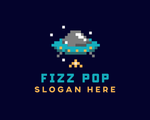 Pixel UFO Space logo design