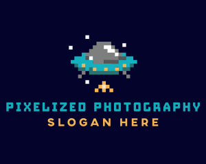 Pixel UFO Space logo design