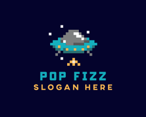 Pixel UFO Space logo design