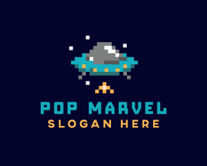 Pixel UFO Space logo design