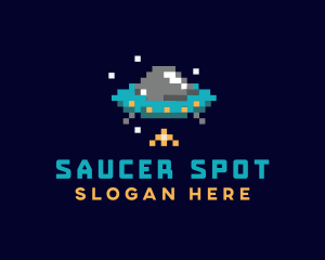 Pixel UFO Space logo design