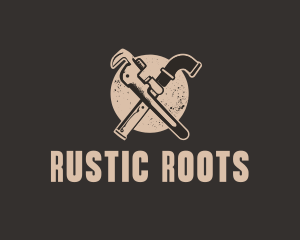 Rustic Wrench Pipe Tool logo design