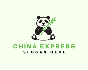 Panda Bamboo Animal logo design