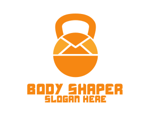 Orange Kettlebell Mail logo design