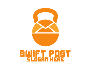 Orange Kettlebell Mail logo design