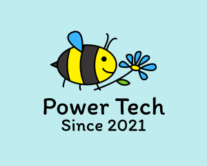 Cute Bee Flower Cartoon logo