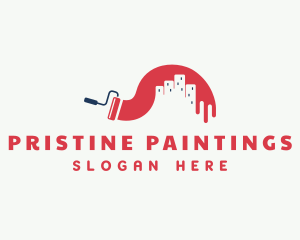 Paint Roller Cityscape Painting logo design