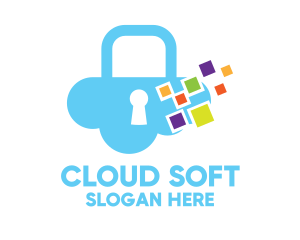 Multicolor Cloud Lock logo design