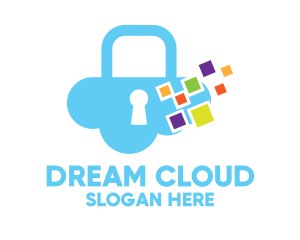 Multicolor Cloud Lock logo design