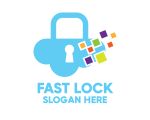 Multicolor Cloud Lock logo design