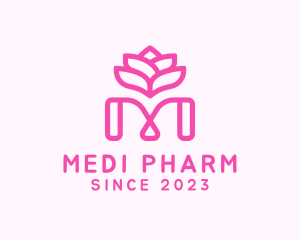 Pink Lotus Letter M logo design