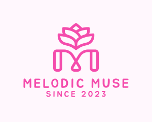 Pink Lotus Letter M logo design