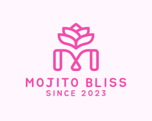 Pink Lotus Letter M logo design