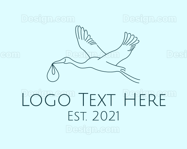 Baby Delivery Stork Bird Logo