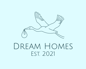Baby Delivery Stork Bird logo