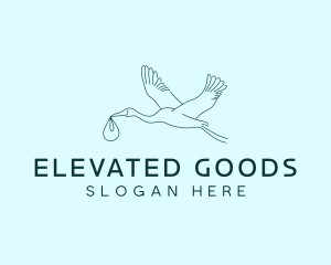 Baby Delivery Stork Bird logo design