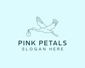 Baby Delivery Stork Bird logo design