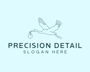 Baby Delivery Stork Bird logo design