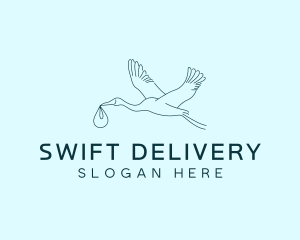 Baby Delivery Stork Bird logo design