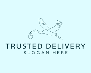 Baby Delivery Stork Bird logo design