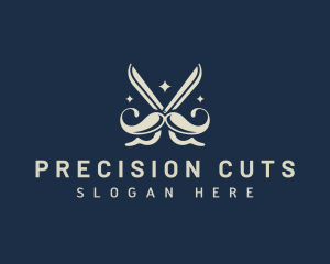 Mustache Scissors Barber logo design