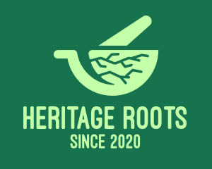 Green Roots Mortar & Pestle logo design