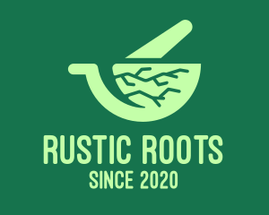 Green Roots Mortar & Pestle logo design