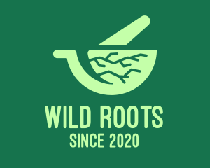 Green Roots Mortar & Pestle logo design