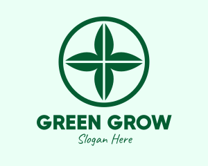 Green Leaf Cross logo design