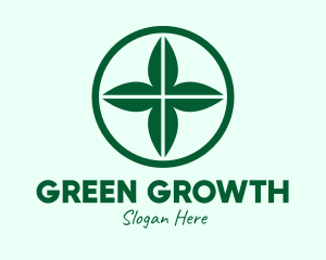 Green Leaf Cross logo design