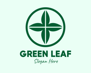 Green Leaf Cross logo design