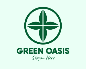 Green Leaf Cross logo design